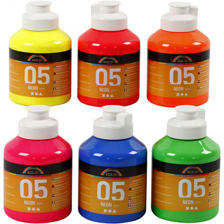A-Color Acrylfarbe, Neonfarben, 05 - neon, 6x500ml von A-color