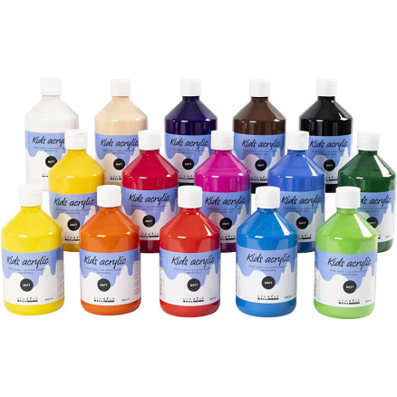 Acrylfarbe Matt, Sortierte Farben, 15x500 ml/ 1 Pck von A-color