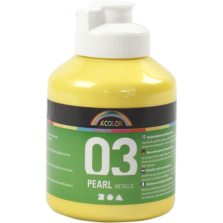 Acrylfarbe Metallic, Metallic, Gelb, 500 ml/ 1 Fl. von A-color