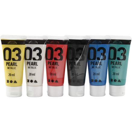 Acrylfarbe Metallic, Metallic, Standard-Farben, 6x20 ml/ 1 Pck von A-color