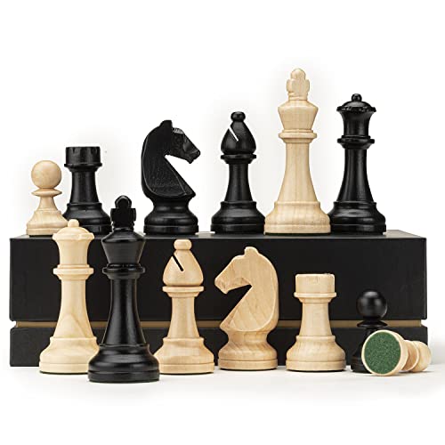 A&A Dreifach Gewichtete Premium-Schachfiguren aus Staunton-Holz mit 2 zusätzlichen Damen – König Höhe 3"/7,6 cm von A&A