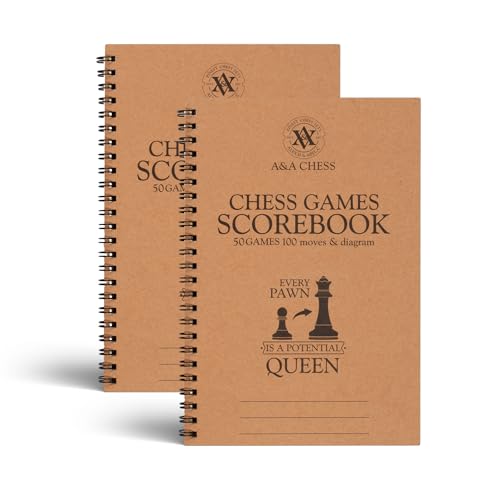 A&A Hochwertiges Schach-Scorebook/Matches, Turnier-Score-Pad / 50 Spiele / 100 Moves / 2 Pack von A&A