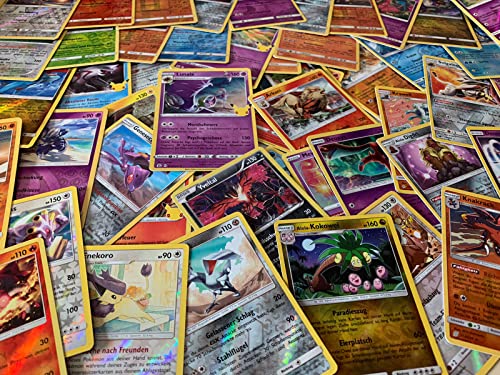 100 Pokemon Karten Sammlung SPARSET - DEUTSCH - (95 Kreis / Karo, 3 Stern, 2 Holos) Arkero-G Standard Soft Sleeves (100 Kartenhüllen) von Antec