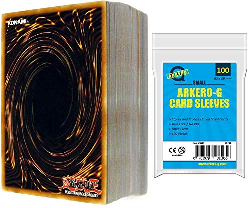 a Yu-Gi-Oh! 100 Karten Sammlung SPARSET -DEUTSCH- (95 Commons, 3 Rares, 2 Holos) + Arkero-G Small Soft Card Sleeves (YuGiOh Kartenhüllen) von a