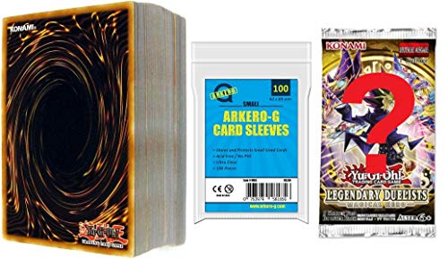 A Yu-Gi-Oh! 100 gemischte Karten + 1 Mystery Booster + 100 Arkero-G Kartenhüllen - DEUTSCH - Geschenk-Set für die Sammlung oder das Deck von Antec