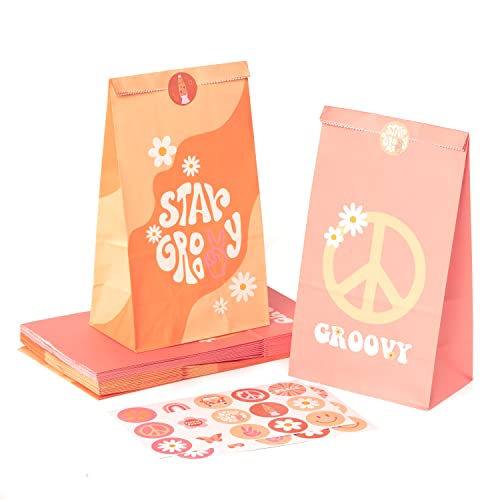 A1DIEE 24 Stück Groovy Retro Papiertüten Hippie Geschenktüten Boho Party Bags with Stickers Star Pink Orange Snacks Candy Party Favors Supplies Paper Bag Regenbogen für Giveaways Geburtstag A1DIEE 24 Stück Groovy Retro Papiertüten Hippie Geschenktüten Boho Party Bags with Stickers Star Pink Orange Snacks Candy Party Favors Supplies Paper Bag Regenbogen für Giveaways Geburtstag von A1DIEE