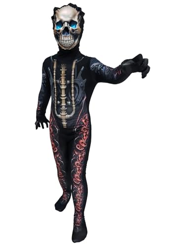 A2Z 4 Kids Mecha-Skelett-Kostüm für Jungen und Mädchen, einteiliger Overall mit Totenkopf-Maske, Mecha-Skelett-Kostüm, Größe 3–5 von A2Z 4 Kids