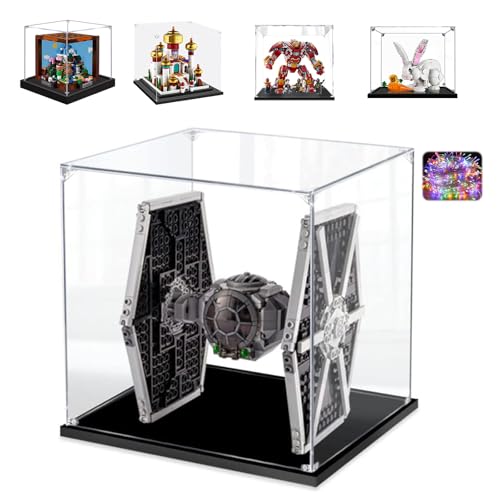 AAABOX 20x20x20cm 3mm Dick Acryl Vitrine für Lego Creative Workbench 21265 Imperial TIE Fighter 75300 Anti Hawk Armor 76247 und 31133 40613,Transparente Würfel Schaukasten Staubdichte Display Case von AAABOX
