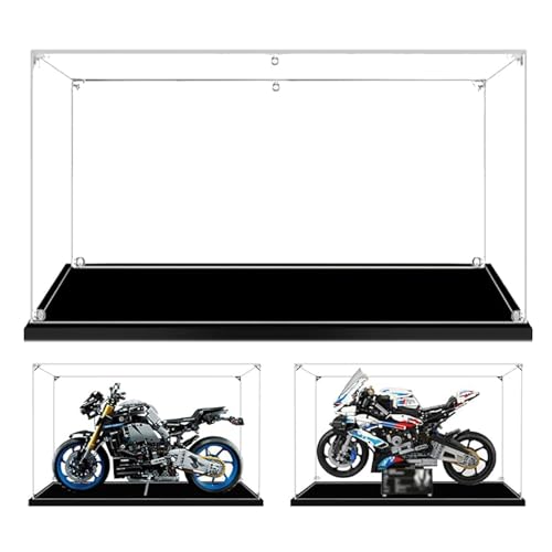 AAABOX 50x20x35cm Groß Vitrine, 3mm Dick Transparente Acryl Schaukasten für Lego Technic BMW M 1000 RR Motorrad 42130 Yamaha MT-10 SP 42159 Ducati Panigale V4 S 42202 von AAABOX