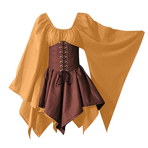 AACH Damen Mittelalter Kleid mit Trompetenärmel Kleider Renaissance Karneval Kostüm Cosplay Party Halloween Kleidung Langarm Gebundene Taille Midikleid Winter Retro Patchwork Partykleider AACH Damen Mittelalter Kleid mit Trompetenärmel Kleider Renaissance Karneval Kostüm Cosplay Party Halloween Kleidung Langarm Gebundene Taille Midikleid Winter Retro Patchwork Partykleider von AACH