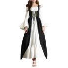 AACH Festliche Kleidung Damen spaghettiträger kleid Mittelalter Langärmelige Trägerkleid Retro Renaissance Kostüm mit Trompetenärmel Partykleid Swing Verbandkleid für Halloween Karneval von AACH