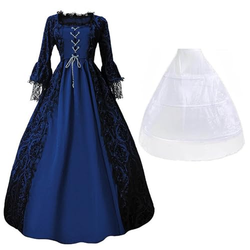 AACH Prinzessin Kleid Damen Mittelalter Kleider Vintage Halloween Abendkleid mit Trompetenärmel Partykleid Renaissance Kostüm Viktorianisches Hochzeitskleid Spitzen Gothic Swing Tunikakleider von AACH