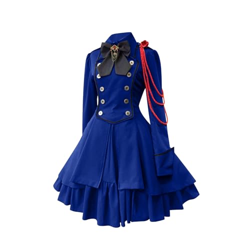 Gothic Kleidung Damen Rockabilly Kleid Swing A-Linie Partykleider Langarm Vintage Steampunk Kostüm Hohe Taille Cocktailkleid Festliches Halloween Renaissance Faltenrock Mittelalterkleid von AACH