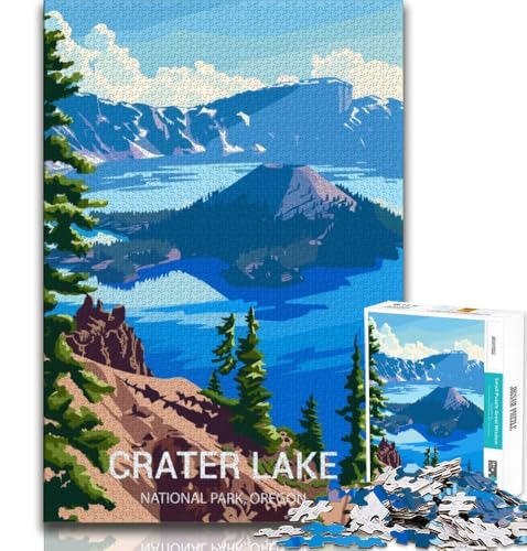 1000-teiliges Puzzle, Crater Lake National Park, Stressabbau, schwierige Herausforderung, jedes Teil ist einzigartig – anspruchsvolles Familienspiel (38x26cm) von AADSAZA