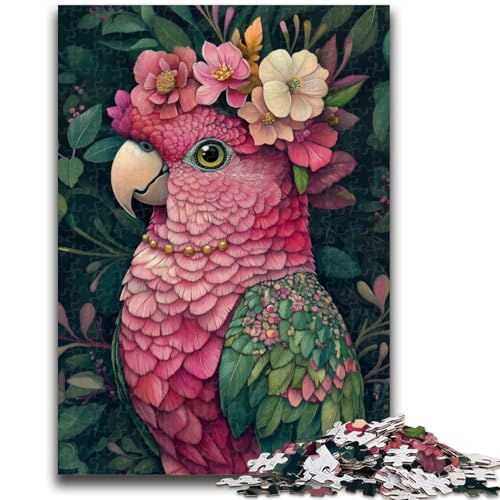 1000-teiliges Puzzle „Pinker Papagei“ für Erwachsene und Jugendliche, anspruchsvoll zu vervollständigen, Aber unterhaltsames und humorvolles Lernspiel zum Geburtstag (38x26cm) von AADSAZA