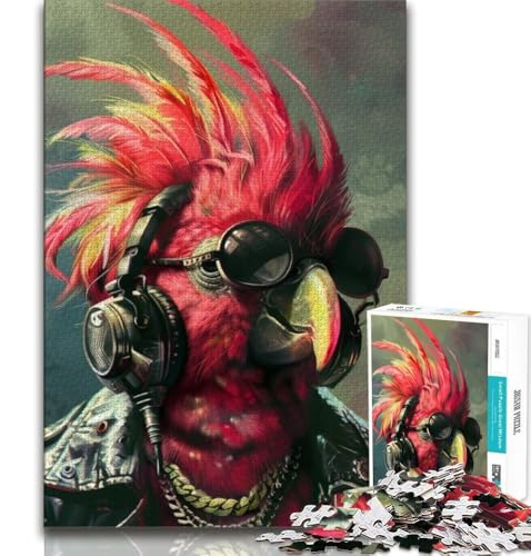 1000-teiliges Puzzle „Roter Papagei“, dekomprimierendes intellektuelles Lernspielzeug, Lernspiel für Geburtstag, Weihnachten (75x50cm) von AADSAZA