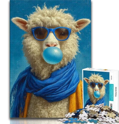 1000-teiliges Puzzle für Erwachsene und Jugendliche, Alpaka, das Seifenblasen bläst, für Lernspiele, Herausforderungen, Spielzeug, Geburtstagsgeschenk, Geschenke, Wandkunst (38x26cm) von AADSAZA
