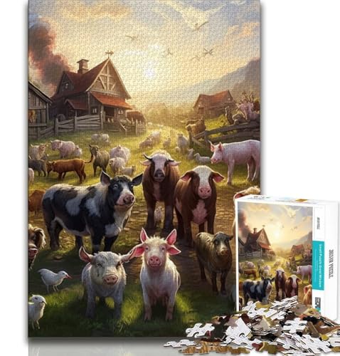 1000-teiliges Puzzle für Erwachsene und Jugendliche, Bauernhoftiere, Spielzeug, Lernspiele, Stressabbau, tolle Geschenke und Spielzeuge (75x50cm) von AADSAZA