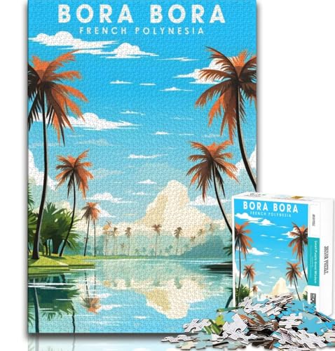 1000-teiliges Puzzle für Erwachsene und Jugendliche, Bora Bora-Reise, anspruchsvolles Spiel und Lernspiel für die ganze Familie zum Geburtstag, Weihnachten (38x26cm) von AADSAZA