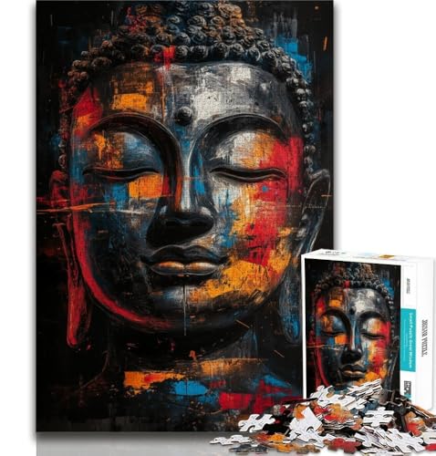 1000-teiliges Puzzle für Erwachsene und Jugendliche, Buddha, Stressabbau, Staycation, Zeit totschlagen, mit passendem Poster und Quizblatt (75x50cm) von AADSAZA