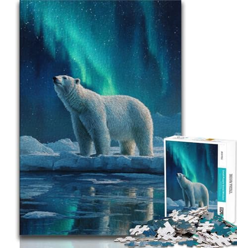 1000-teiliges Puzzle für Erwachsene und Jugendliche, Eisbären unter der Aurora, Lernspiele, Heimdekoration, ganze Familie (38x26cm) von AADSAZA