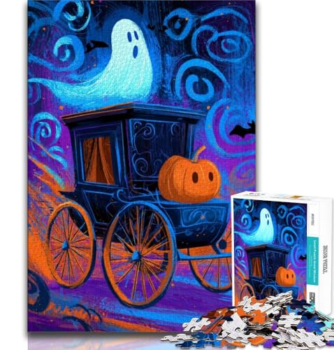 1000-teiliges Puzzle für Erwachsene und Jugendliche, Halloween-Kürbiskutsche, Lernspiele, Heimdekoration, ganze Familie (75x50cm) von AADSAZA