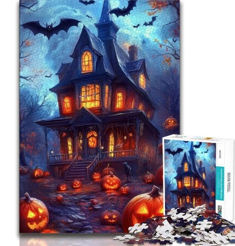 1000-teiliges Puzzle für Erwachsene und Jugendliche, Halloween-Schloss, Lernspielzeug, Familienspiele, Lernspiel für Geburtstag, Weihnachten (38x26cm) von AADSAZA