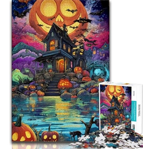 1000-teiliges Puzzle für Erwachsene und Jugendliche, Halloween-Schloss, anspruchsvolles Spielspielzeug, Wanddekoration, einzigartige Geburtstags (75x50cm) von AADSAZA