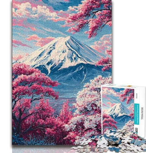 1000-teiliges Puzzle für Erwachsene und Jugendliche, Kirschblüten-Berg Fuji, Lernspiele, Heimdekoration, Lernspiel für Geburtstag, Weihnachten (38x26cm) von AADSAZA