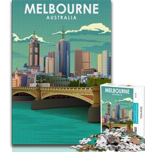 1000-teiliges Puzzle für Erwachsene und Jugendliche, Melbourne, Australien, Reise, anspruchsvolles Spiel und Lernspiel für die ganze Familie zum Geburtstag, Weihnachten (38x26cm) von AADSAZA