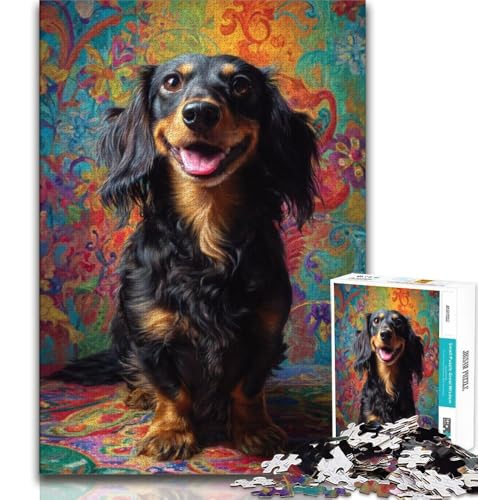 1000-teiliges Puzzle für Erwachsene und Jugendliche, Ölgemälde mit Dackel, Lernspiele, Heimdekoration, ganze Familie (75x50cm) von AADSAZA