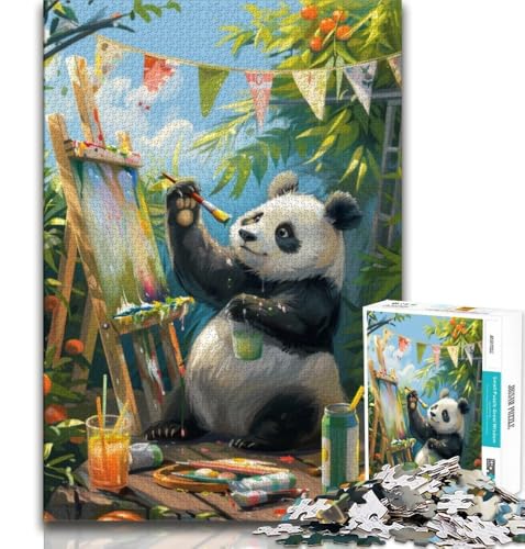 1000-teiliges Puzzle für Erwachsene und Jugendliche, Panda-Maler, anspruchsvoll zu vervollständigen, Aber lustig und humorvoll, einzigartige Geburtstags- und Geschenkideen (75x50cm) von AADSAZA