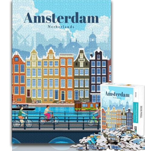 1000-teiliges Puzzle für Erwachsene und Jugendliche, Reise nach Amsterdam, anspruchsvolles Spiel und Lernspiel für die ganze Familie zum Geburtstag, Weihnachten (75x50cm) von AADSAZA