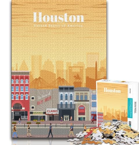 1000-teiliges Puzzle für Erwachsene und Jugendliche, Reise nach Houston, anspruchsvolles Spiel und lehrreiches Familienspiel zum Geburtstag, Weihnachten (75x50cm) von AADSAZA