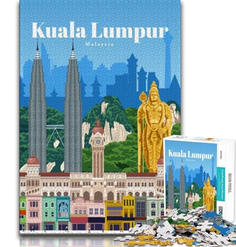 1000-teiliges Puzzle für Erwachsene und Jugendliche, Reise nach Kuala Lumpur, anspruchsvolles Spiel und lehrreiches Familienspiel zum Geburtstag, Weihnachten (75x50cm) von AADSAZA