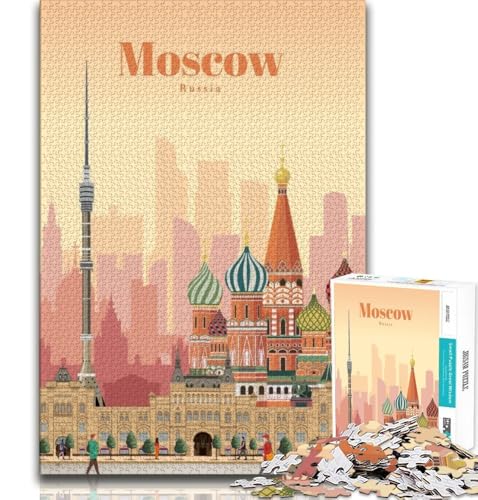 1000-teiliges Puzzle für Erwachsene und Jugendliche, Reise nach Moskau, anspruchsvolles Spiel und Lernspiel für die ganze Familie zum Geburtstag, Weihnachten (38x26cm) von AADSAZA