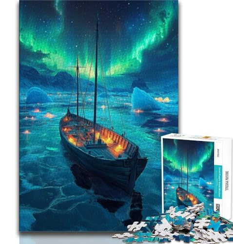 1000-teiliges Puzzle für Erwachsene und Jugendliche, Segeln unter der Aurora, Lernspiele, Heimdekoration, ganze Familie (75x50cm) von AADSAZA