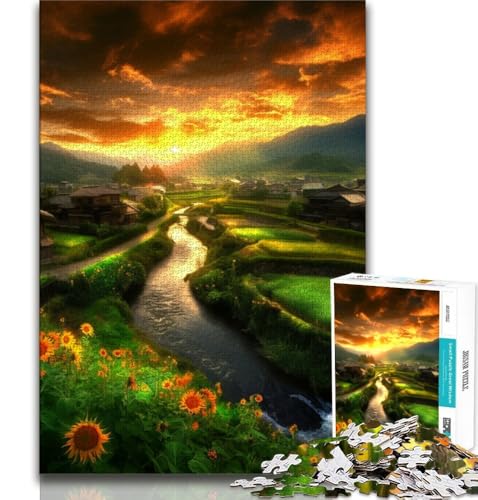 1000-teiliges Puzzle für Erwachsene und Jugendliche, Sonnenblumenlandschaft, Spielzeug, Lernspiele, Stressabbau, tolle Geschenke und Spielzeuge (75x50cm) von AADSAZA