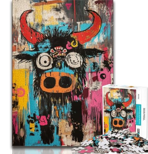 1000-teiliges Puzzle für Erwachsene und Jugendliche, abstrakte Kunst, Bison, Lernspielzeug, Familienspiele, die die Liebe zwischen Paaren stärken (75x50cm) von AADSAZA