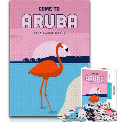 1000-teiliges Puzzle für Erwachsene und Jugendliche, besuchen Sie Aruba, helfen Sie dem Gehirn, süchtig machendes Spielzeug zu trainieren, um Geduld zu fördern, Wanddekoration (75x50cm) von AADSAZA