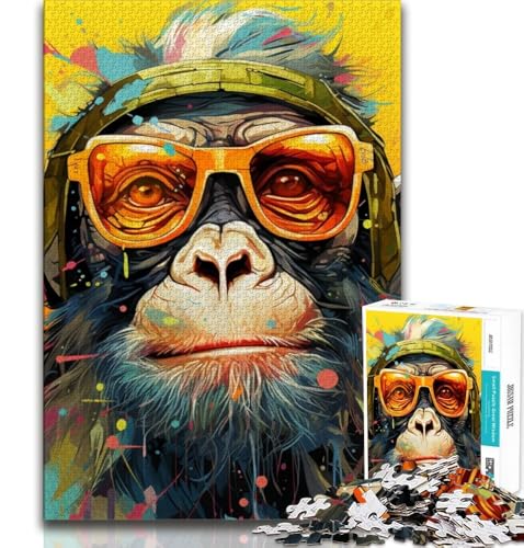 1000-teiliges Puzzle für Erwachsene und Jugendliche, bunter AFFE, Lernspiele, Heimdekoration, Lernspiel für Geburtstag, Weihnachten (75x50cm) von AADSAZA