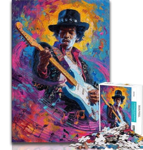 1000-teiliges Puzzle für Erwachsene und Jugendliche zum Thema Gitarre Spielen, anspruchsvolles Spiel und Familienspiel mit passendem Poster und Quizblatt (38x26cm) von AADSAZA