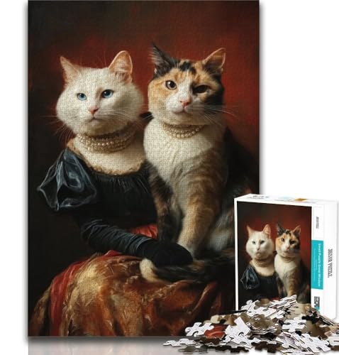 1000-teiliges Puzzle für Erwachsene und Teenager, Katzenkunst, Spielzeug, Lernspiele, Stressabbau, tolle Geschenke und Spielzeuge (38x26cm) von AADSAZA