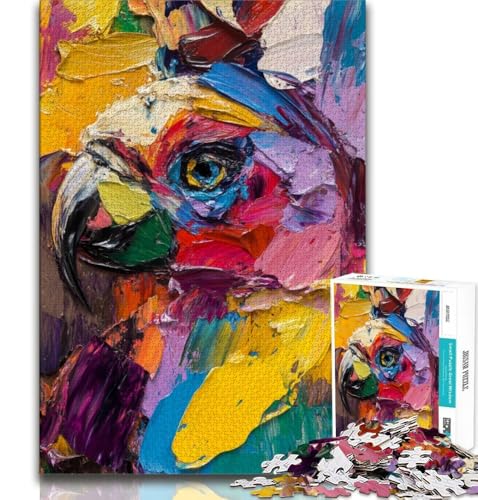 1000-teiliges Puzzle für Erwachsene und Teenager, Papageien-Ölgemälde, Lernspiele, Heimdekoration, Geburtstagsgeschenk, Geschenke, Wandkunst (38x26cm) von AADSAZA