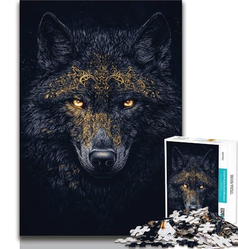 1000-teiliges Puzzle für Erwachsene und Teenager, Schwarzer Wolf, Lernspiele, Heimdekoration, Lernspiel für Geburtstag, Weihnachten (38x26cm) von AADSAZA