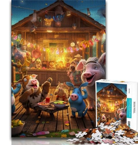 1000-teiliges Puzzle für Erwachsene und Teenager, Tierparty, Spielzeug, Lernspiele, Stressabbau, tolle Geschenke und Spielzeuge (38x26cm) von AADSAZA