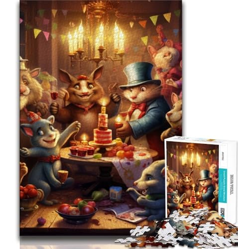 1000-teiliges Puzzle für Erwachsene und Teenager, Tierparty, Spielzeug, Lernspiele, Stressabbau, tolle Geschenke und Spielzeuge (38x26cm) von AADSAZA
