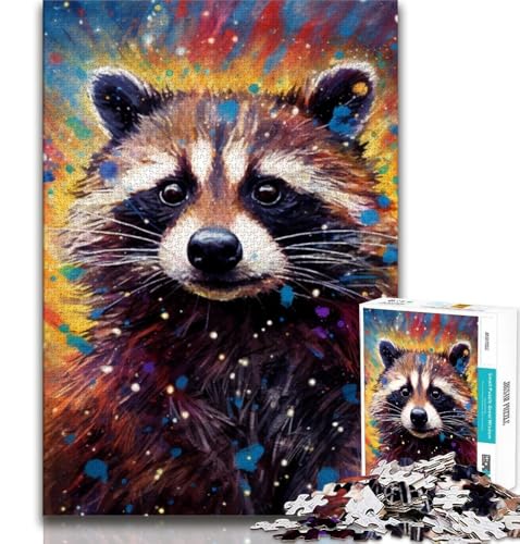 1000-teiliges Puzzle für Erwachsene und Teenager, Waschbär, Spielzeug, Lernspiele, Stressabbau, tolle Geschenke und Spielzeuge (38x26cm) von AADSAZA