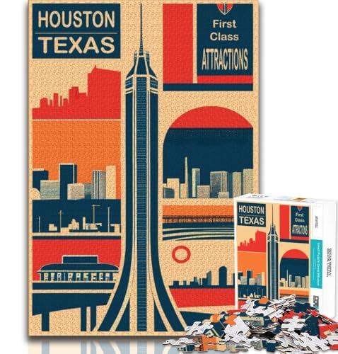 1000-teiliges Puzzle für Jugendliche und Erwachsene, Houston, Spielzeug, Lernspiele, Stressabbau, tolle Geschenke und Spielzeuge (38x26cm) von AADSAZA