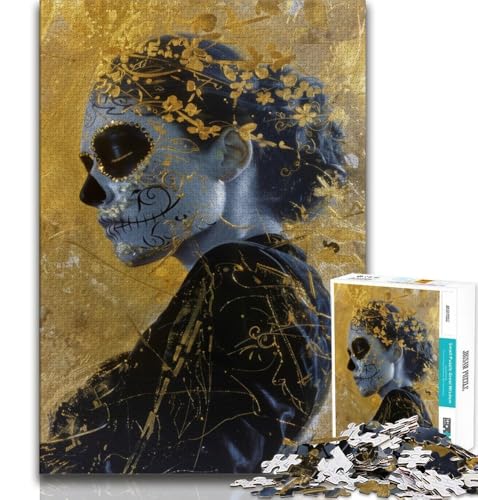 1000-teiliges Puzzle für Jugendliche und Erwachsene, Totenkopf im mexikanischen Stil, Spielzeug, Lernspiele, Stressabbau, tolle Geschenke und Spielzeuge (38x26cm) von AADSAZA